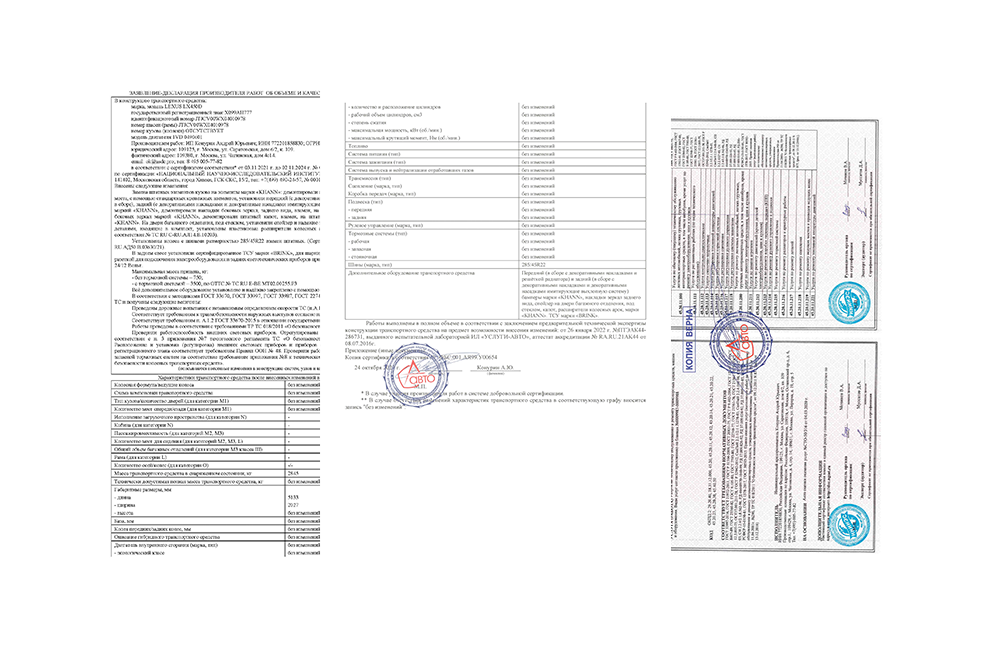 <span style="font-weight: bold;">Комплект документов для оформления и регистрация тюнинга автотранспортных средств</span><br>